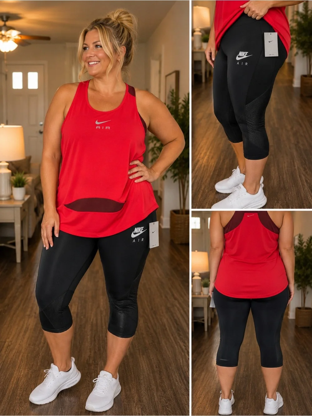Nike Air XXL women’s Red Racerback Tank with Black 1XL Capri Leggings ne with ta